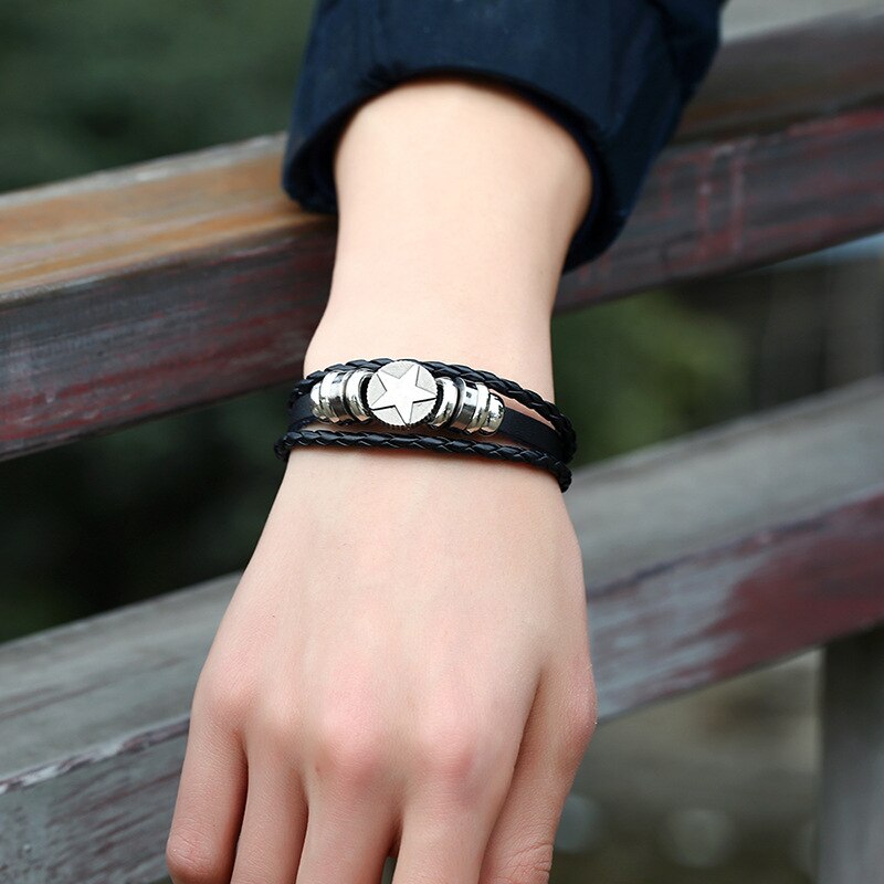 Star Aankomst Toevallige Bruine Multilayer Touw Handnade Geweven Weave Vrouwen Lederen Mannen Armbanden Man Vrouw Retro Sieraden