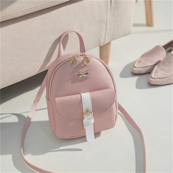 Yogodlns Doppel Verwenden Rucksack jugendlich Mädchen Schulter Taschen Bogen dekore Rucksack Süssigkeit Farbe Daypack Kleine Geldbörse Tasche: rosa