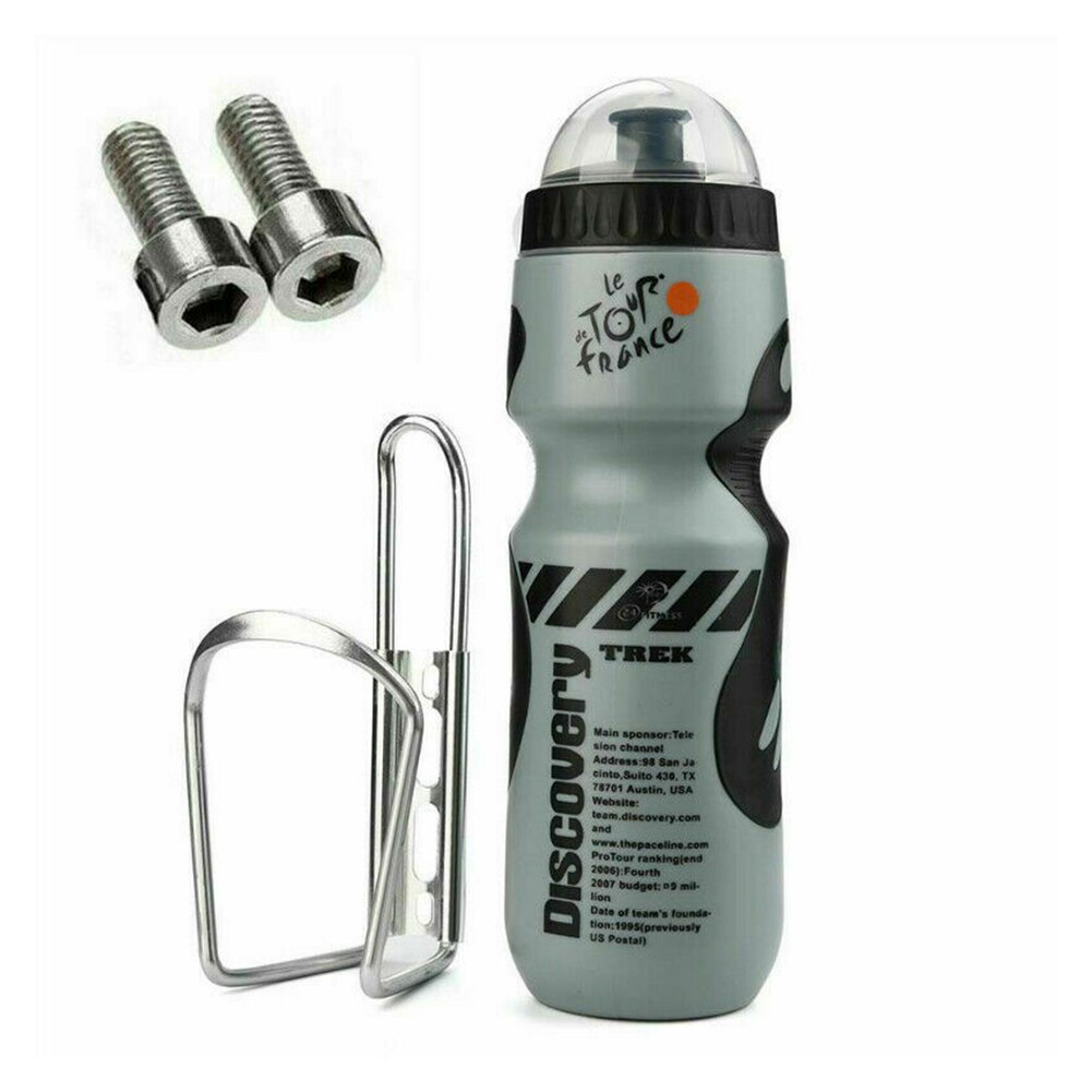 650ml conjunto de garrafa água mountain bike bebida esportes com suporte copo portátil acessórios ao ar livre ciclismo bicicleta acessório viagem: Grey