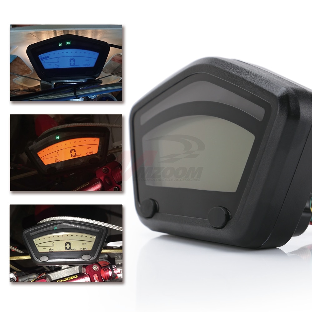 Universal Motorcycle LCD Digital Gauge Panel Speedometer Tachometer Odometer For Motorbike Scooter Motocross ATV enduro etc