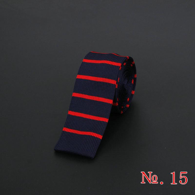 Brand New męska w stylu Vintage, w paski dzianiny krawaty dla człowieka Party moda kolorowe Knitting Tie granatowy czerwony ślub cienki krawat Cravata: 15