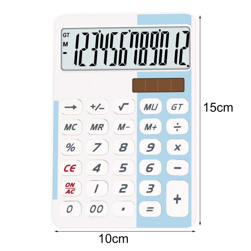 Large-Screen Display Financial Accounting Calculator 12 Digits ABS Portable Solar Office Computer Calculator