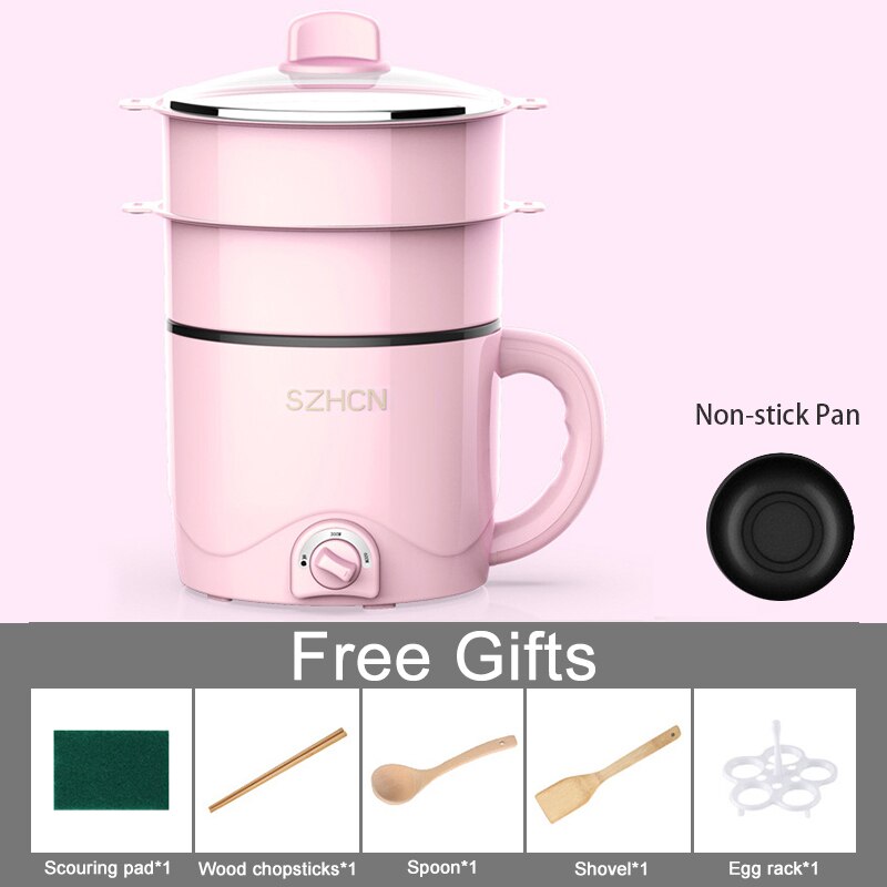 220V Mini Multifunction Electric Cooking Machine Household Single/Double Layer Pot Multi Electric Rice Cooker Non-stick CF42: As shown6