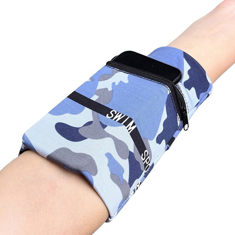 Multifunctionele enkelband met rits, sportpolsband, portemonnee, opbergzak, polsbandje, zweetband: Paars