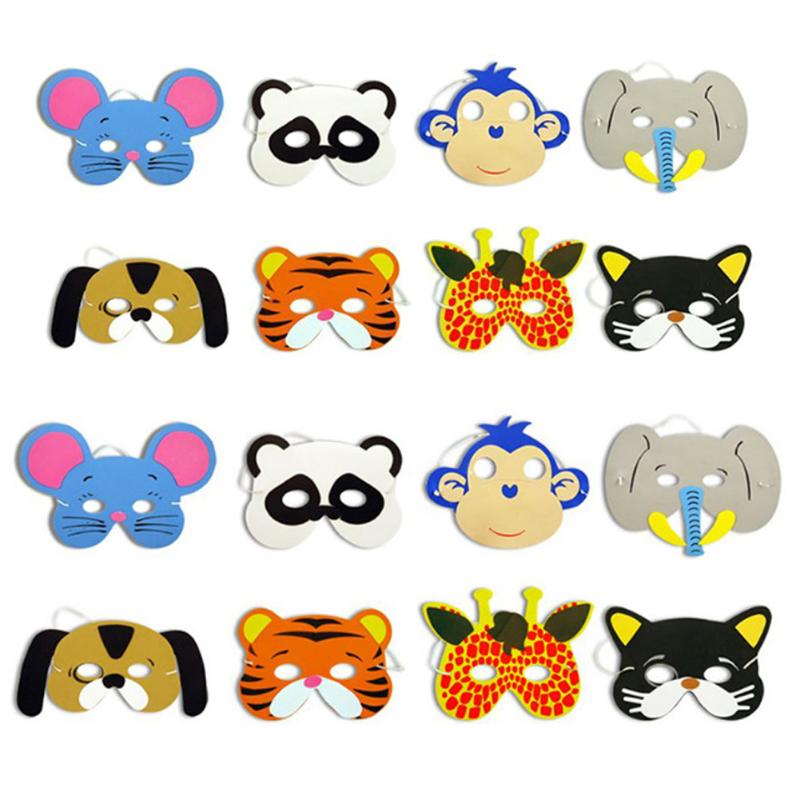 10PCS Diverse EVA Schuim Dier Maskers voor Kids Verjaardagsfeestje Thuis Creatieve Dier Maskers Speelgoed (Willekeurige Stijl)