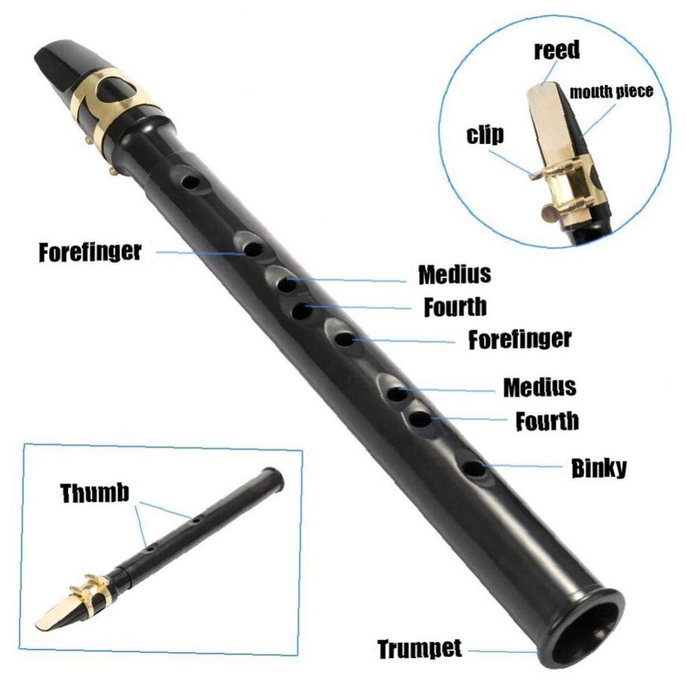 Practice Saxophone Small Pocket Sax Mini Instrument Key C Plastic Black Portable For Travel Outdoor Instrumentos Mini Saxophone