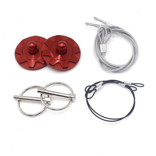 Hood pin lock Quik Latch Billet Hood Pins lock Appearance Kit Red Blue Black Purple Gold Grey: Red