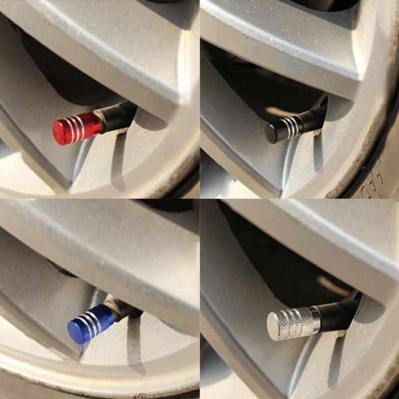 Tapas de válvula de aire para neumáticos de coche, tapa de válvula de neumático de bicicleta, estilismo de ruedas de coche, redondo, rojo, negro, azul, plata, dorado, 4 Uds.