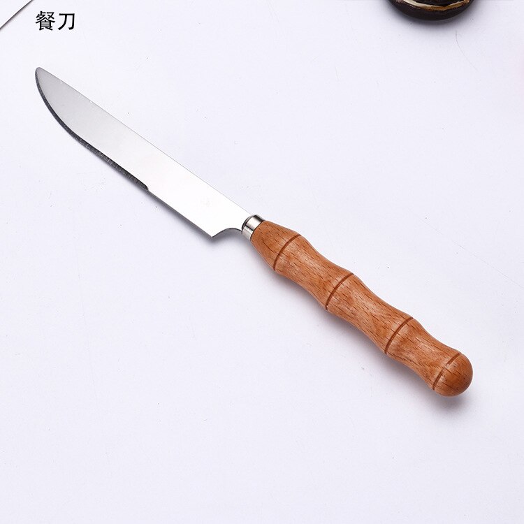 Yomdid 1pc middags kniv gaffel skje med tre håndtak rustfritt stål bestikk western food dessert servise gaffel skje servise: Kniv
