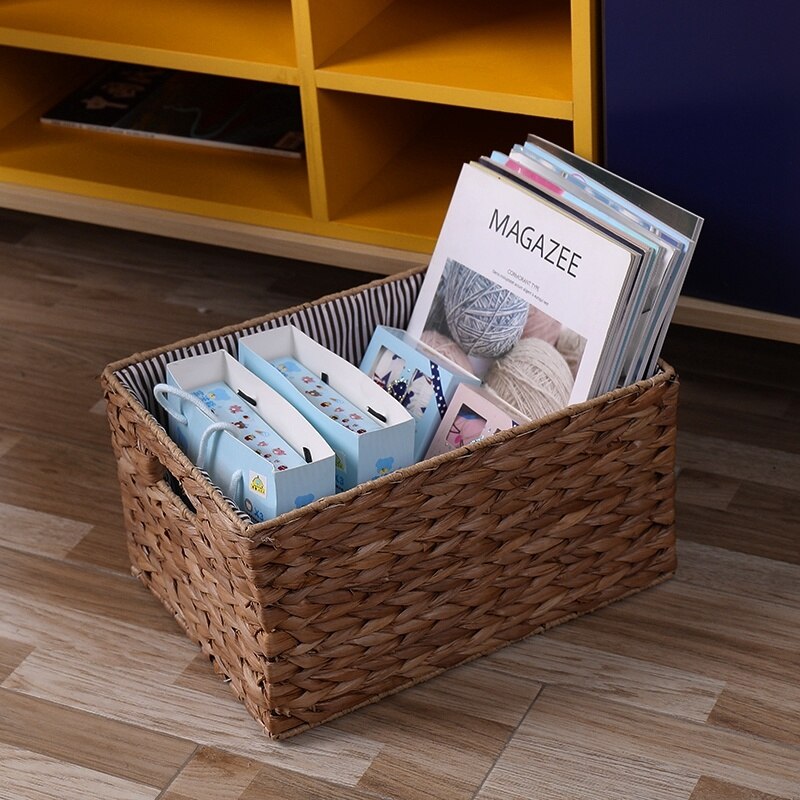 Cestas de almacenamiento tejidas hechas a mano para el hogar, caja de almacenamiento Rectangular, organizador de fruta, contenedor de comida, decoración