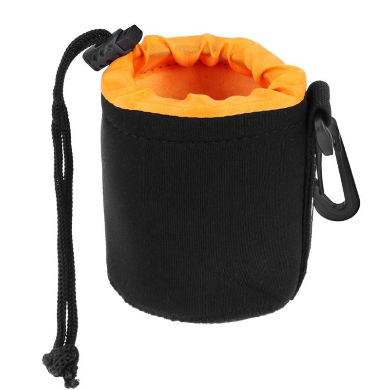 Camera Lens Pouch Bag Neoprene Waterproof Soft Video Full Size S M L XL Camera Lens Fleece Drawstring Protector: Yellow S