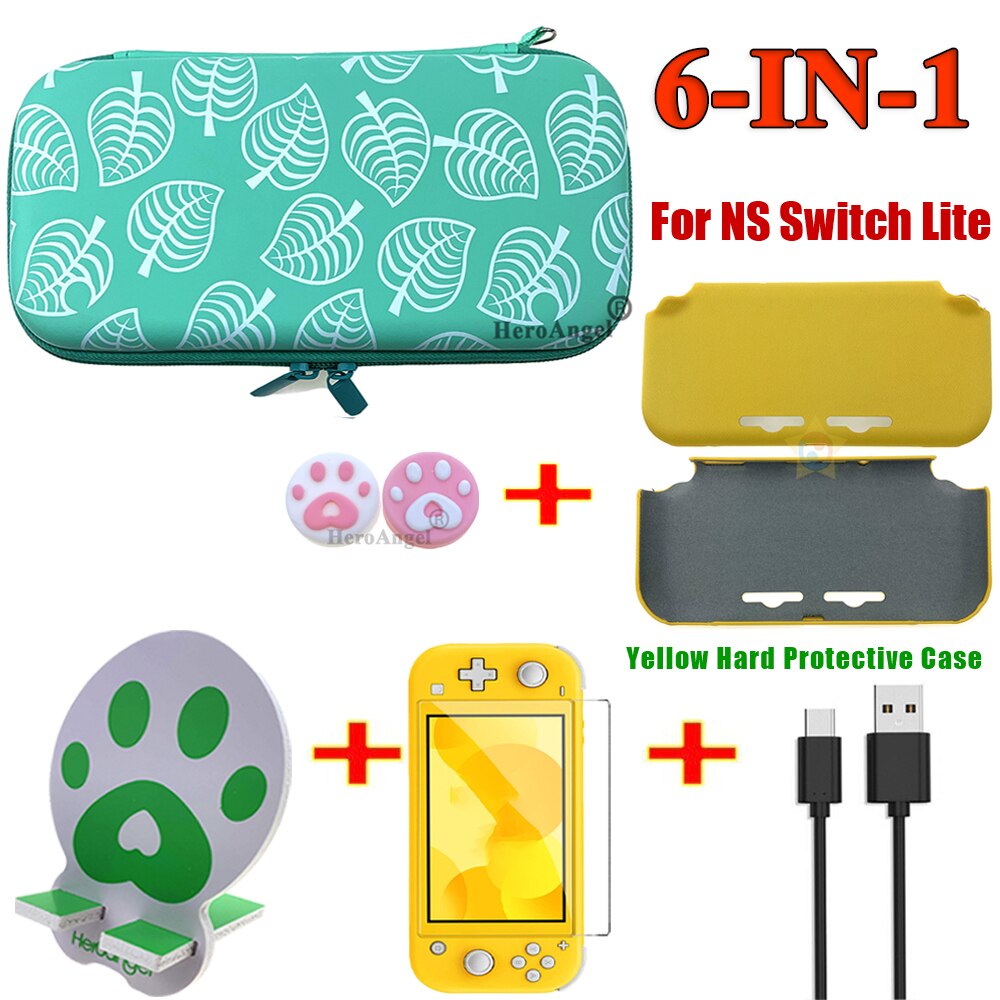 Bolsa verde 7 en 1 para Nintendo Switch Lite, Mini consola Estuche de transporte, bolsa protectora de viaje con estuche de tarjetas de juego: Lite Bag 6IN1 A