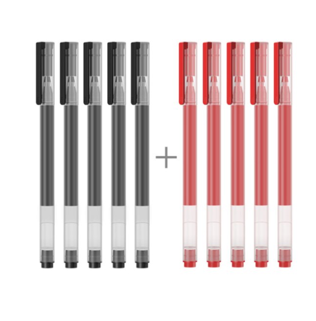 Xiaomi Mijia – stylo à pointe Super Durable, 0.5mm, stylo MI pour signature de bureau/école, lisse, suisse, noir, rouge, recharge: Black and Red 5 pcs