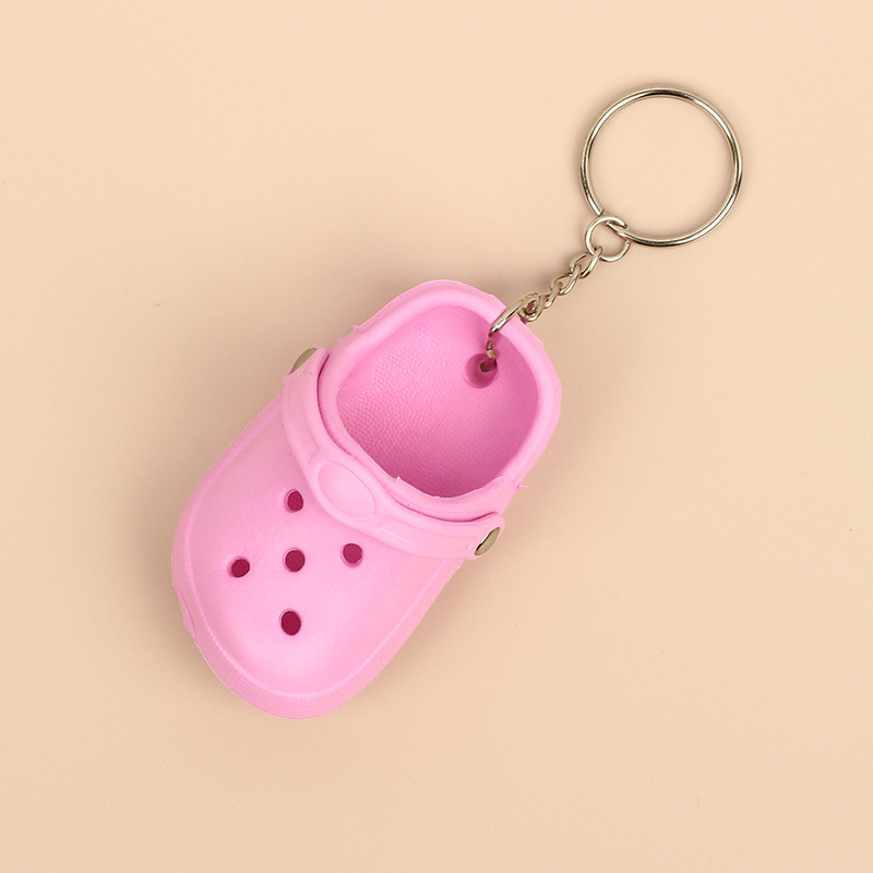 3D Silikon Slipper Sandale Schlüsselanhänger EVA Mini See Hausschuhe Schlüsselanhänger für Frauen Männer DIY Rucksack Dekoration: Rosa