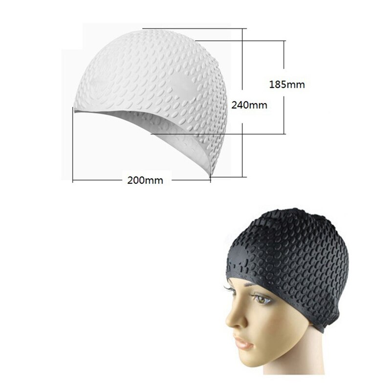 Gorros de natación elásticos 3D impermeables para hombre y mujer, gorro de natación de pelo largo, cubre gorro hueso del oído, para piscina, para adultos