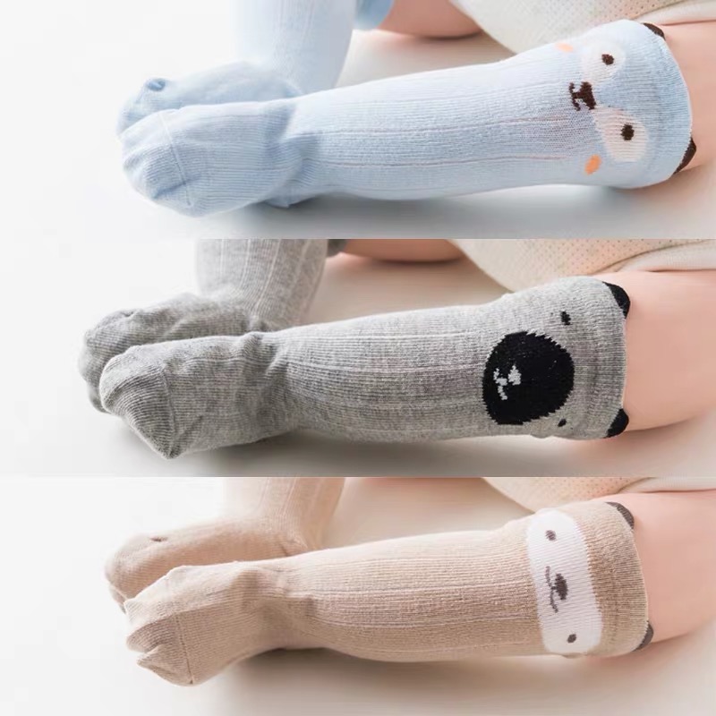 3 stks/set Unisex Mooie Leuke Fox Kids baby Sokken Knie Meisje Jongen Baby Peuter Sokken dier baby Zacht Katoen sokken 0-3 Y: Black / 12m