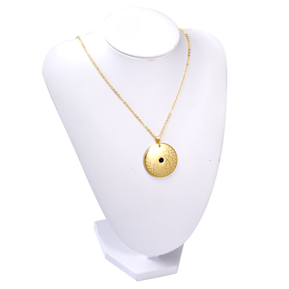 EBUTY Golden Stainless Steel Pendants Negative Ion Health Necklace 13 Stones Scalar Energy Pendant