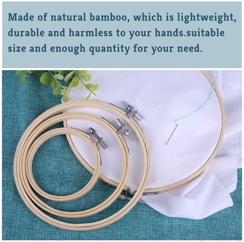 LMDZ Cross Embroidery Hoop Set, 6 Pcs Stitch Hoops, Cross Stitch Circle, Embroidery Circle with 3 Sizes Sewing Needles, Thimble