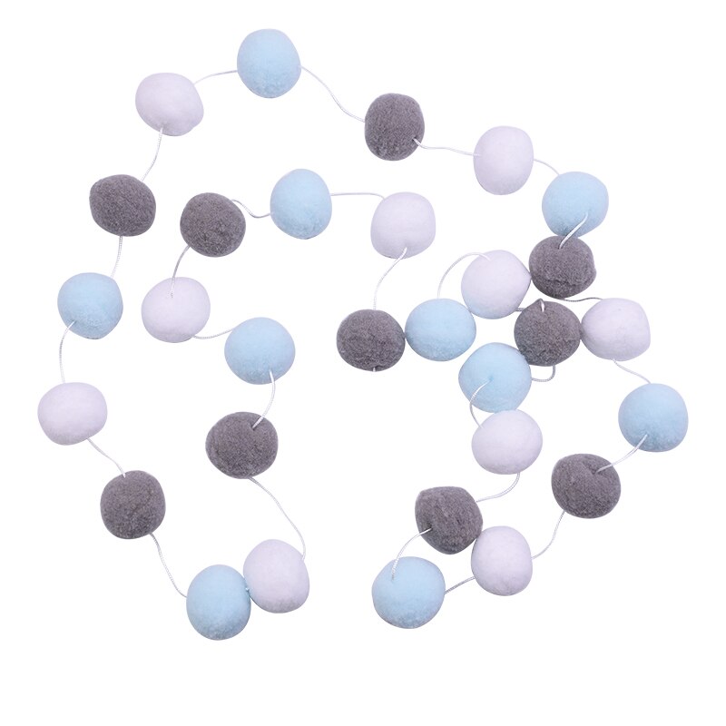 2.5M Multicolor pluszowe kulki pompon Garland kula filcowa wełniana String Banner dla domu dzieci pokój wisząca dekoracja Baby Shower Supply: B08