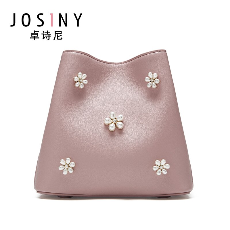 JOSINY Shoulder Corssbody Bags for Women's Female Handbag PU Leather Solid Color U-Shape Large Capacity with Magnet Hook: Pink