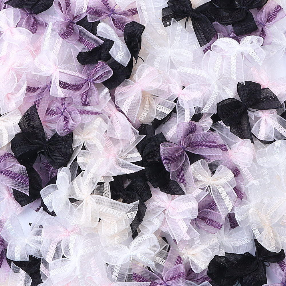 30 Uds. De lazos de cinta de malla, Mini lazo de encaje multicolor, lazo de cinta de satén, flor para manualidades DIY, decoración, accesorios de manicura de uñas