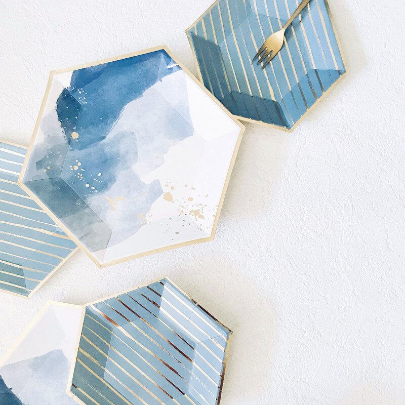 Business Party Papier Wegwerp Diner Plaat Set Birthday Party Cake Stand Milieu Picknick Servies Rietjes