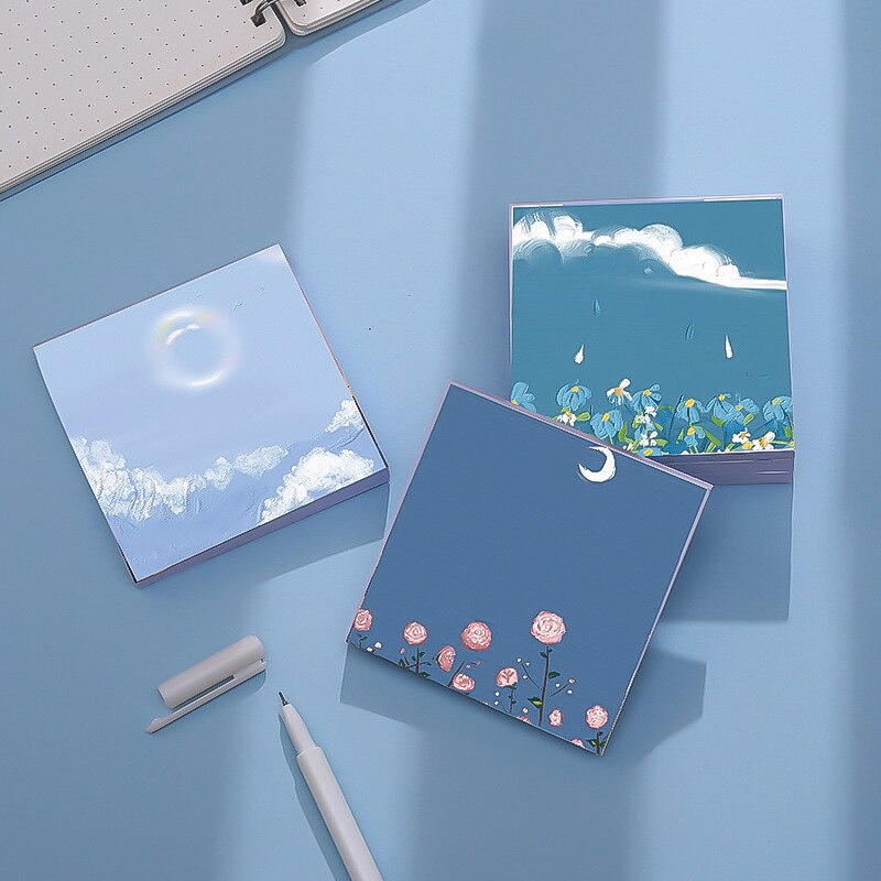30 Sheets Cartoon Oil Painting View Memo Pad Posted It Sticky Notes Planner Sticker Notepad School Supplies Kawaii Stationery