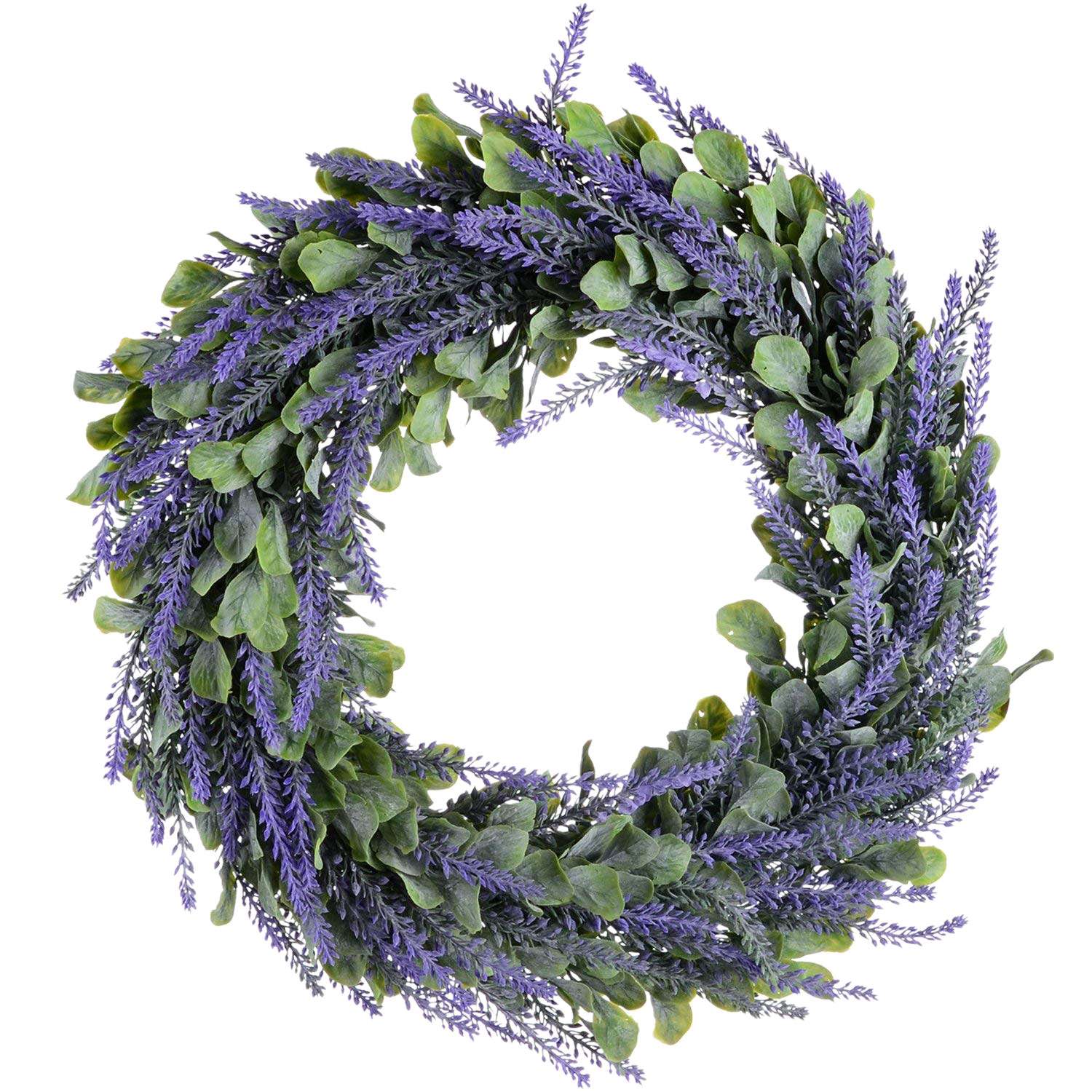 Artificial Wreath, Door Wreath 17 Inch Lavender Spring Wreath Round Wreath for The Front Door, Home Decor: Default Title