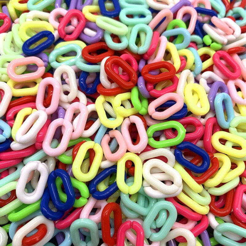 50 sztuk/partia 15x10mm akrylowe ogniwo łańcucha breloki do tworzenia bransoletek naszyjnik kolorowe łańcuchy plastikowe ogniwa łańcucha tworzenia biżuterii