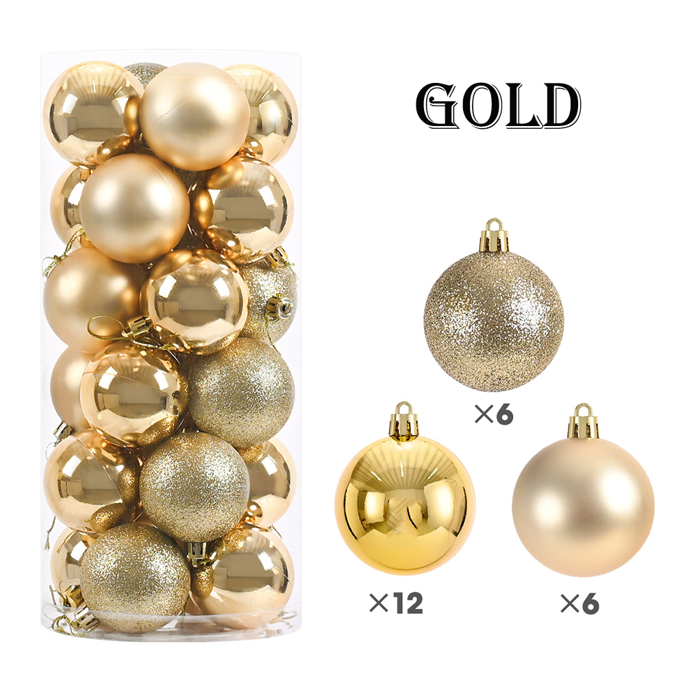 3/4cm 24 . røde grønne julekuler pynt jul juletrekuler dekorasjon hengende anheng ball år navidad dekor: Oliven / 3cm