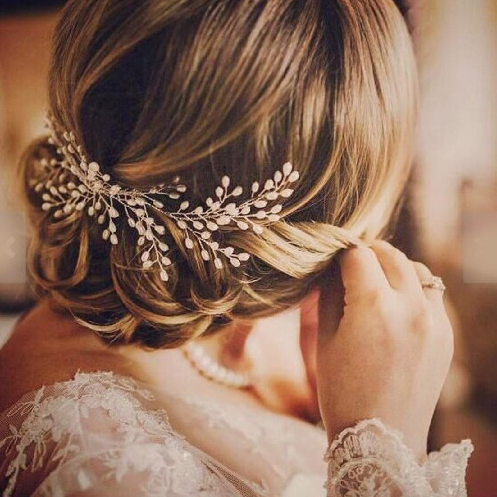 Bridal Wedding Hair Comb Handmade Pearls Headpiece Hair Pins Hair Accessories for Brides Bridesmaids Women Girls Wedding Dresses