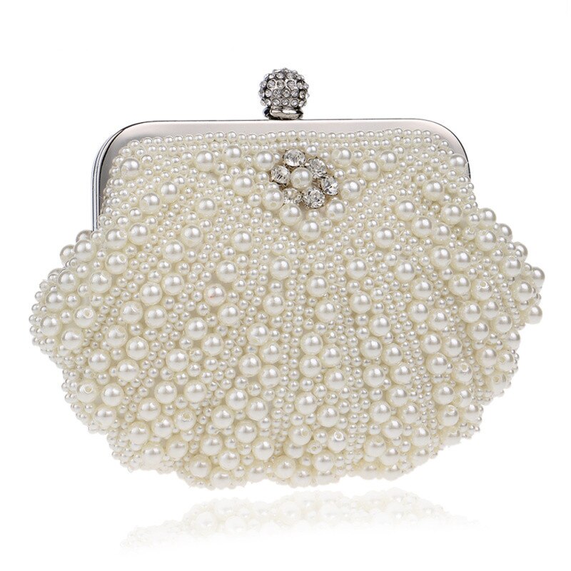 Luxury Pearl Shell Women Evening Bags Beaded Handmade Diamonds Chan Shoulder Messenger Bag Crystal Wedding Evening Bag