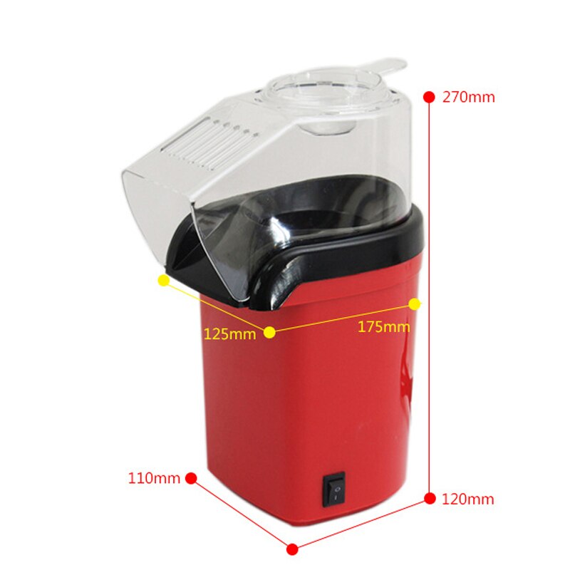 1200W Mini hogar saludable aire sin aceite máquina de hacer palomitas de maíz Popper para cocina casera