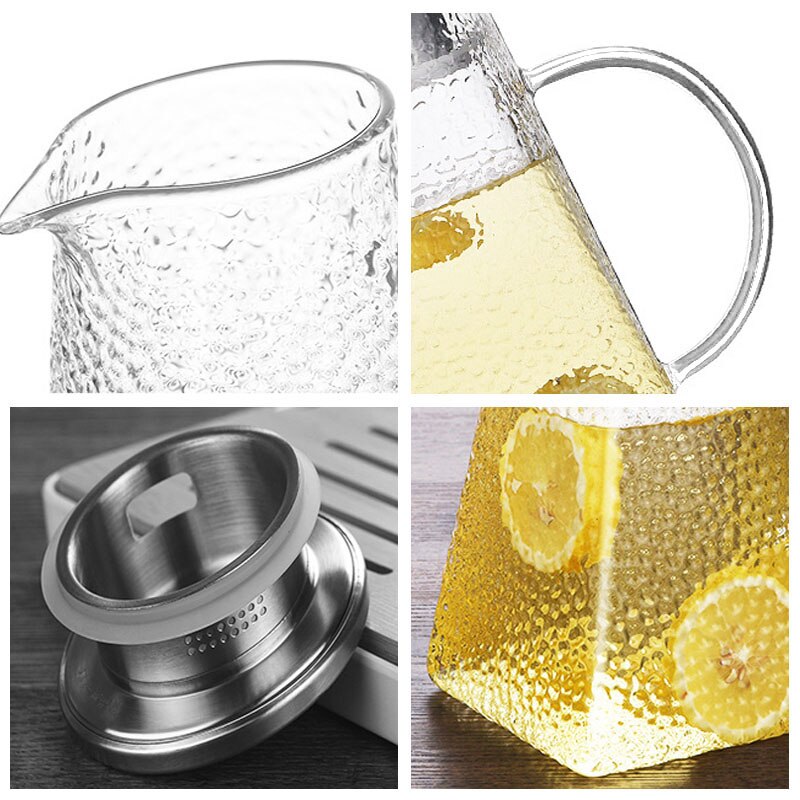 Transparante Hittebestendig Hamer Glas Koel Wit Open Ketel Set Hoge Borosilicaatglas Huishoudelijke Transparant Sap Pot Lc