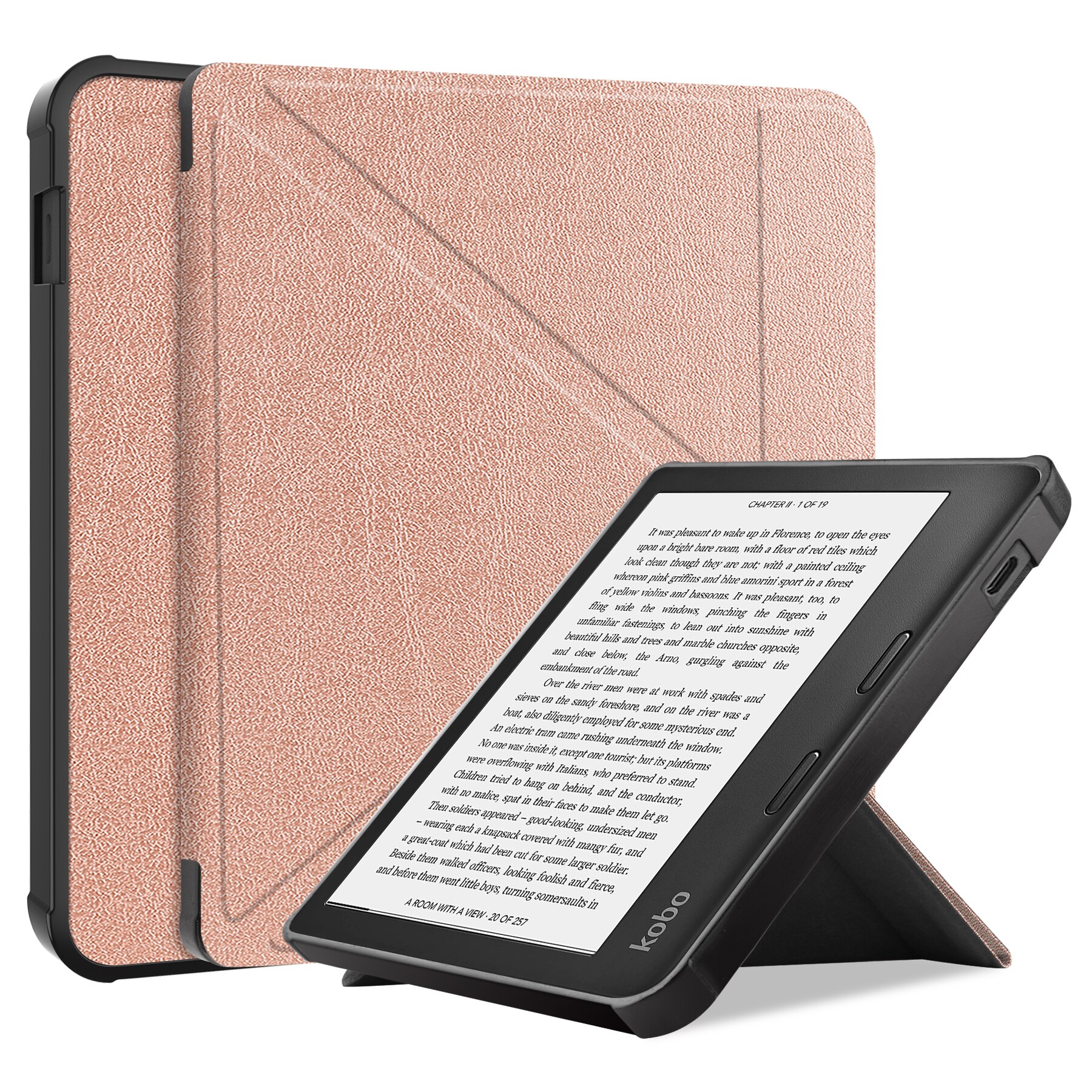 Slim Ultra Magnetic Stand Hard Back Shell Protective Smart Cover Case For All Kobo Libra 2 eReader Kids Transformers: Rose Gold