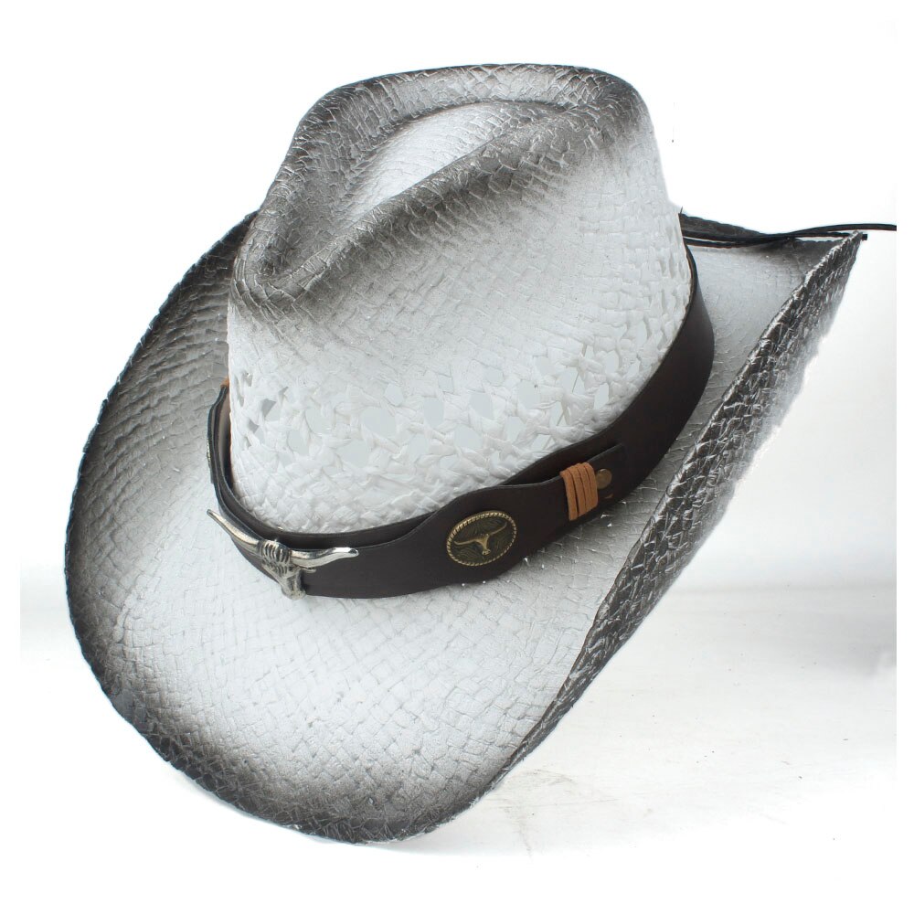 Männer Frauen Stroh Western Cowboy Hut Sommer Breiter Krempe Hut Im Freien Sombrero Hombre Cowgirl Hut