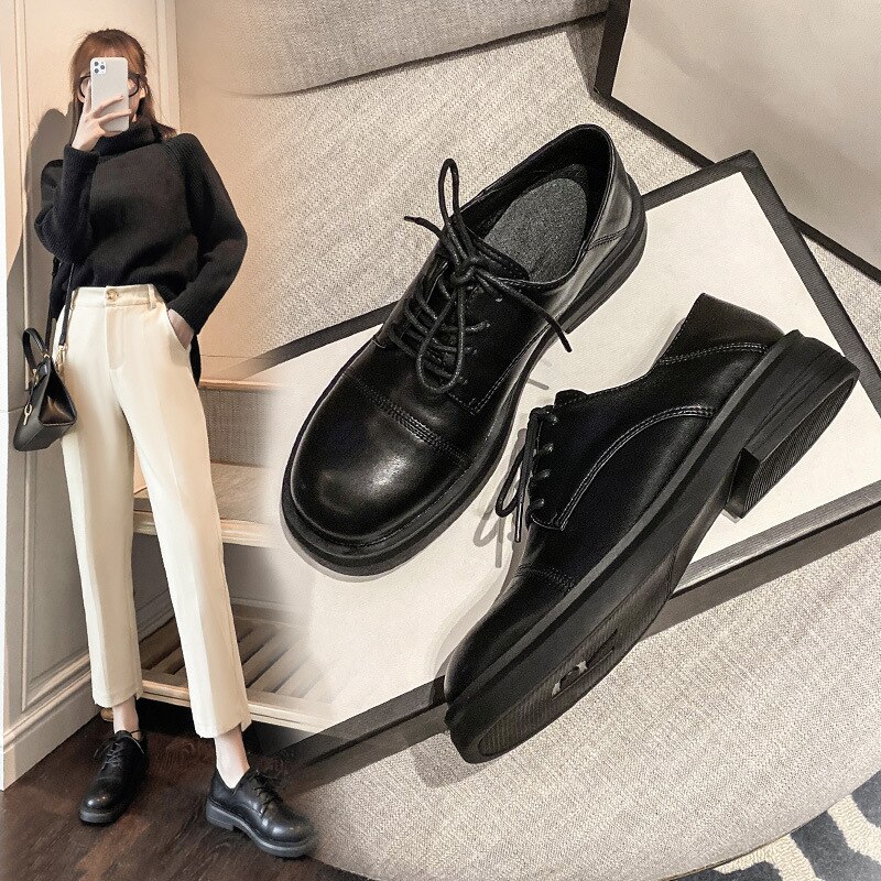 Zapatos oxford de punta cuadrada de famosa – Grandado