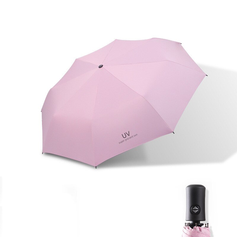 Xiaomi-paraguas automático para mujeres y hombres, sombrilla impermeable de color sólido, plegable, protección UV,: Rosa