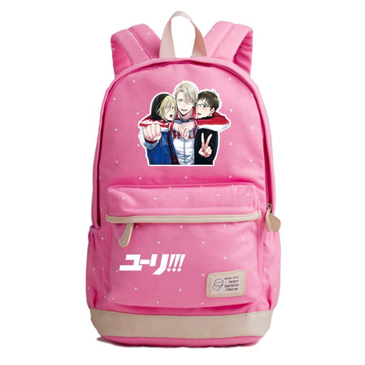 Mochila escolar de lona de verano YURI ON ICE para chicas adolescentes mochila con estampado de Anime Victor Nikiforov mochila Kawaii para mujer