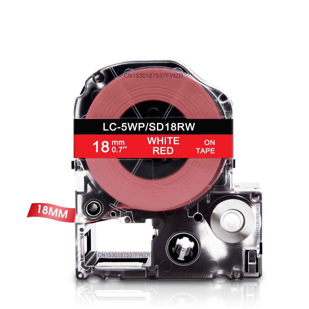 19 farben 18mm * 8m Etikett Band ST18KW SS18KW SC18YW SC18KZ SC18PW Etiketten Band für Epson König Jim tepra Profi Etikett Hersteller Drucker: Weiß an rot