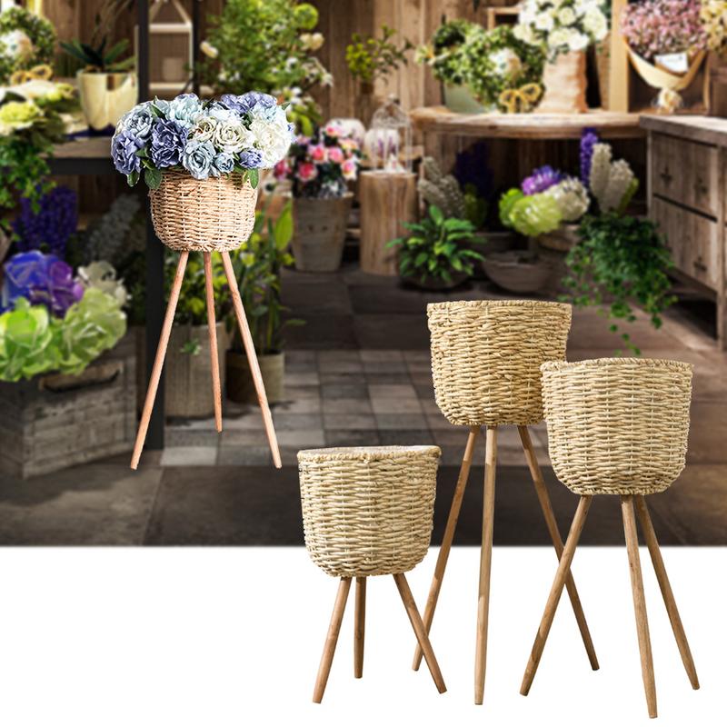 Trädgård dekoration golv vas växt stativ korgverk blomkruka hållare display krukväxter rustik dekor växt kruka trädgård leveranser