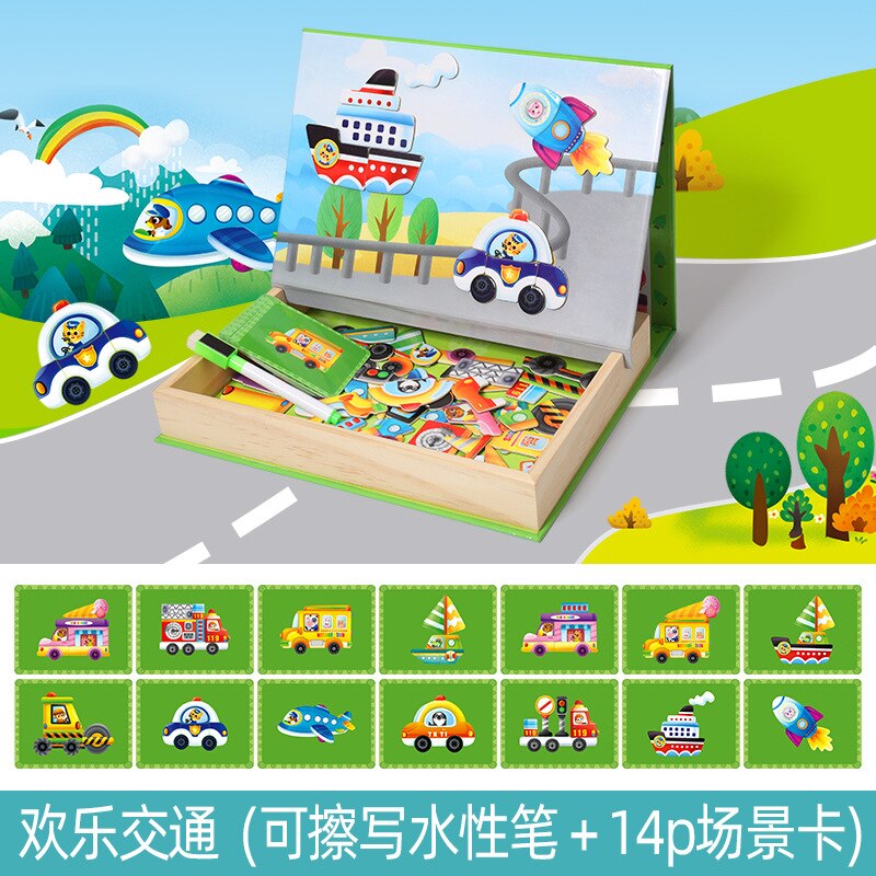 Children Drawing Board Wooden Educational Toys Magnetic Art Easel Animals Wooden Jigsaw Puzzles Games for Kids: 4