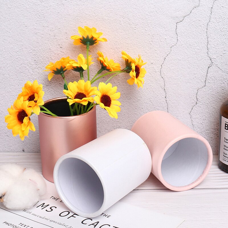 Mini caja redonda para flores, caja de embalaje de papel, tapa, Cubo de abrazo, florero de repuesto, caja de almacenamiento de , embalaje de flores, caja de , 1 Uds.