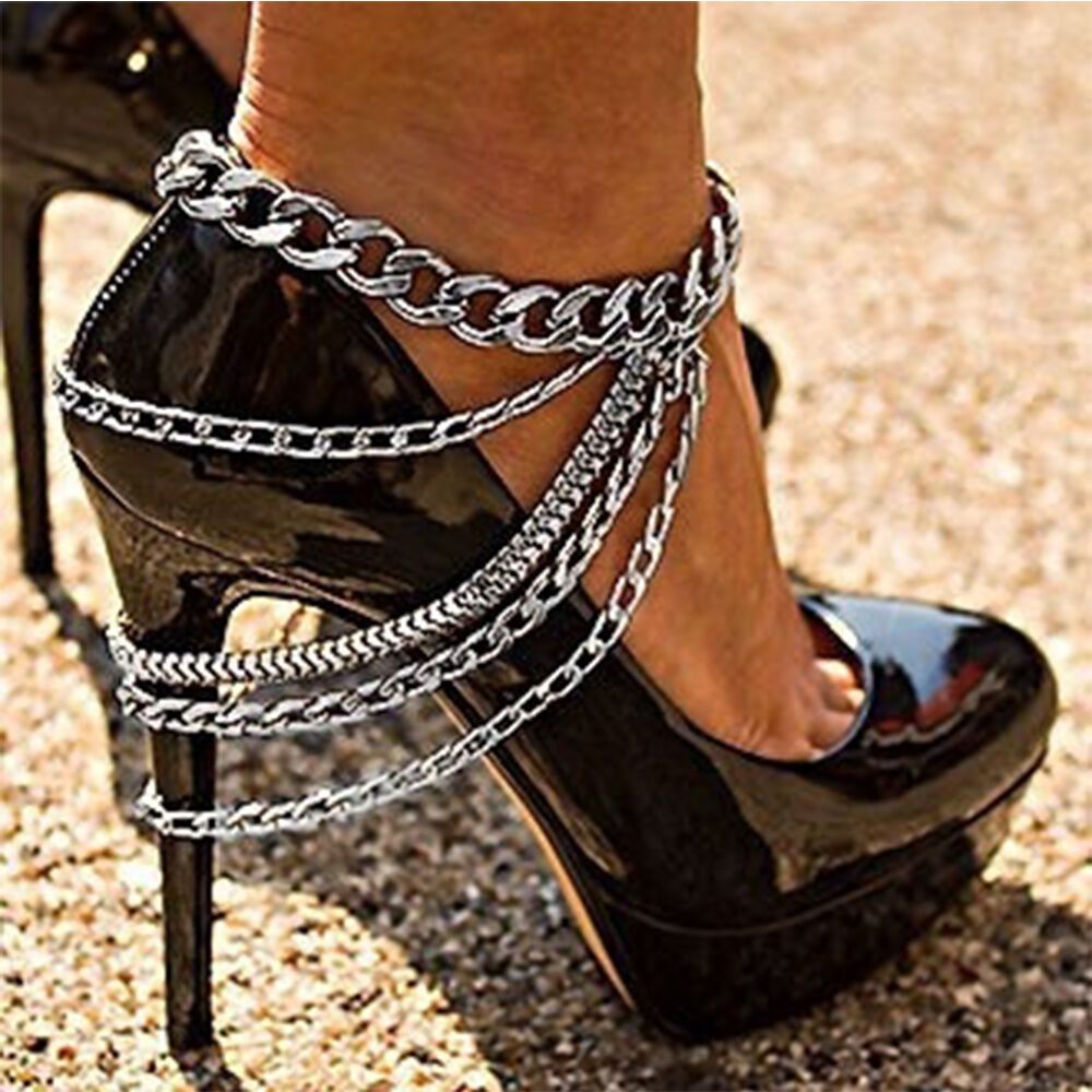 1 Piece Multi-layer Chain High Heel Shoe Simple Foot Ankle Beach Foot Jewelry For Women Girls Anklet