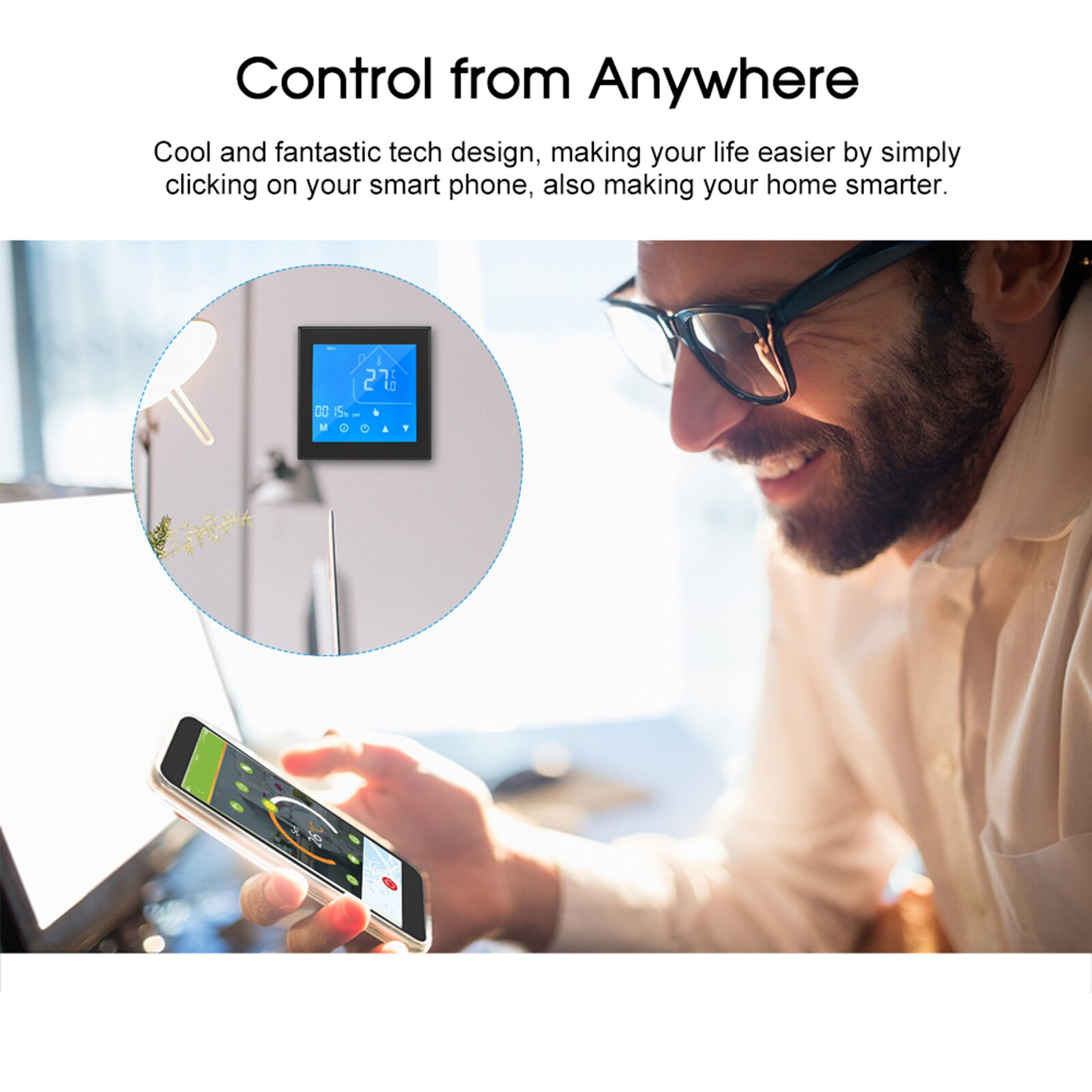 WiFi Smart Thermostat LCD Display Temperature Controller for Week Programmable Heating Ewelink APP Control for Alexa Google Home