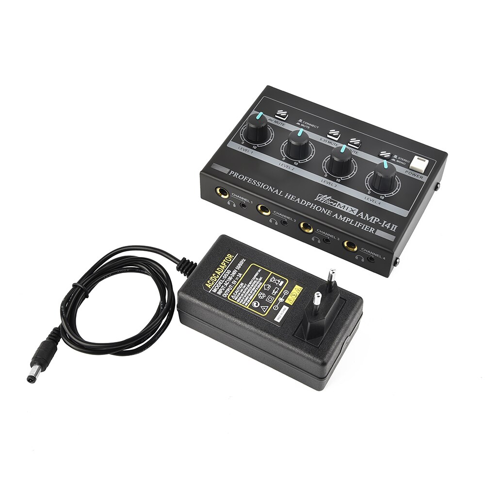 Hoofdtelefoon Versterker Power Adapter Draagbare Amp-14 Hoofdtelefoon Versterker Draagbare Stereo Sound Mixer 4 Kanalen