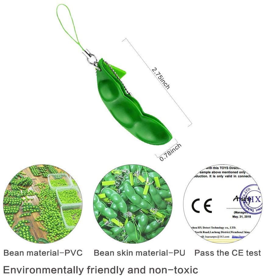 ZK20 Fidget Toys Pop It Infinite Squeeze Peas Beans Toy Decompression Edamame Toys Keychain Cute Adult Toy Figet Stress Toy