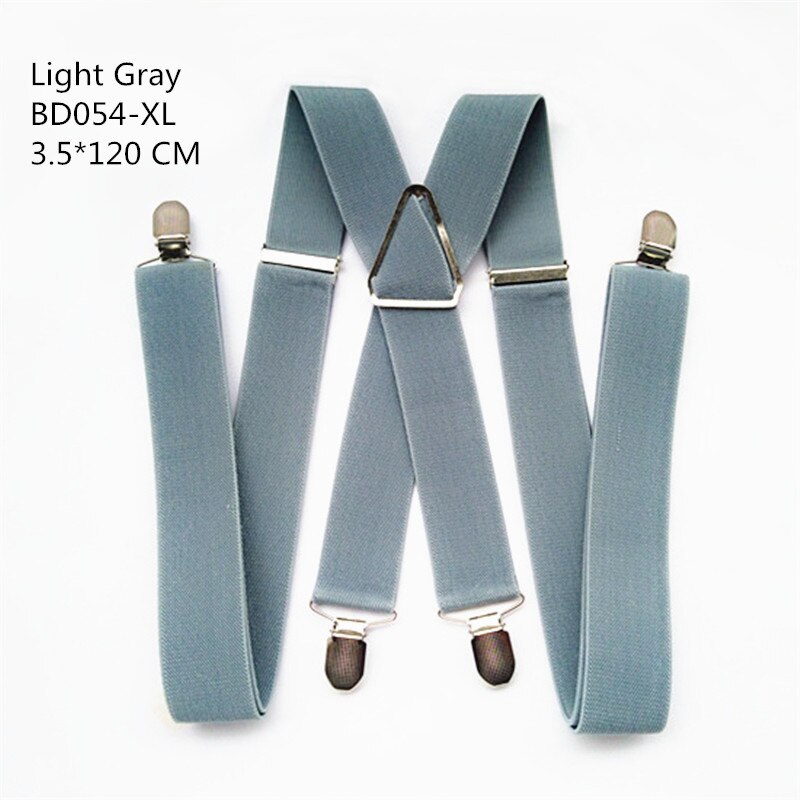 Bretelles pour hommes, taille XXL, 55 pouces, ajustable, élastique, dos, pantalon, femmes, filles, à Clips, gris clair: Light gray XL