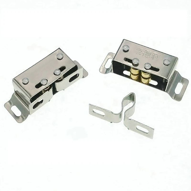 Double Roller Catch Stainless Steel Magnetic Cabinet Catches Hardware Heavy Duty Latch for Cabinet Closet Doors Hole Pitch 42mm