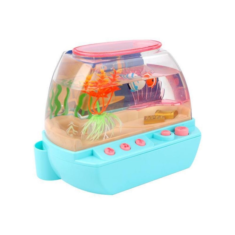 Juguete de acuario Artificial , Mini pecera de simulación encantadora de dibujos animados con música, música eléctrica, juguetes interactivos para acuario